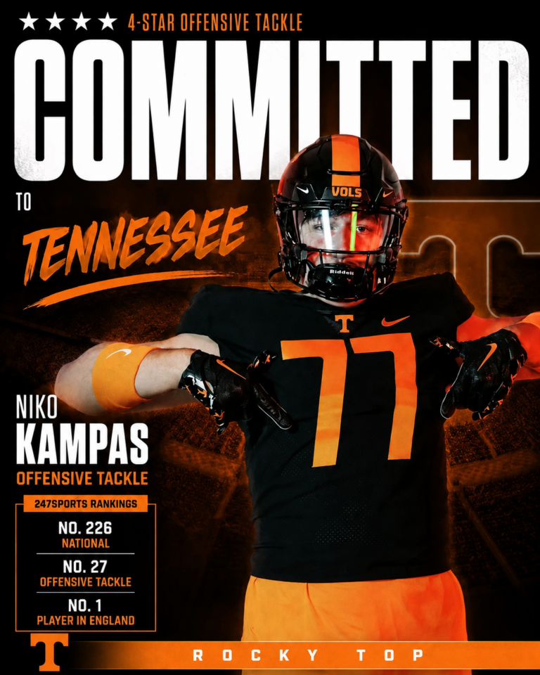 🚨BREAKING: Tennessee Secures Commitment from England’s No. 1 Football Prospect Niko Kampas
