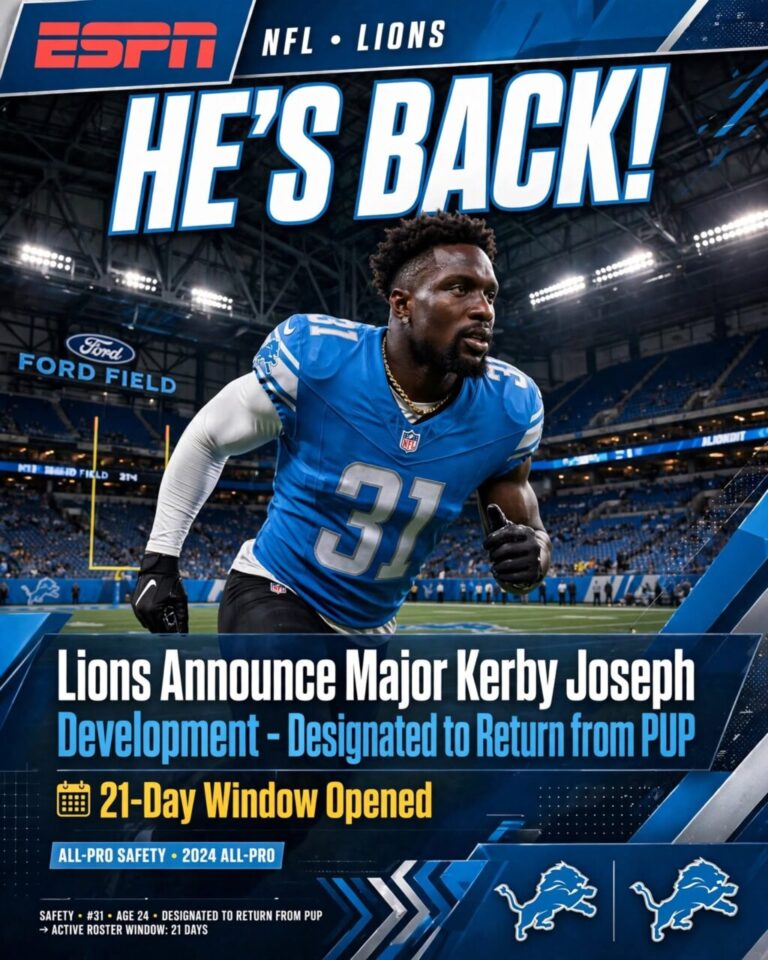 Lions Announce Major Kerby Joseph Development: Designated to Return from PUP
